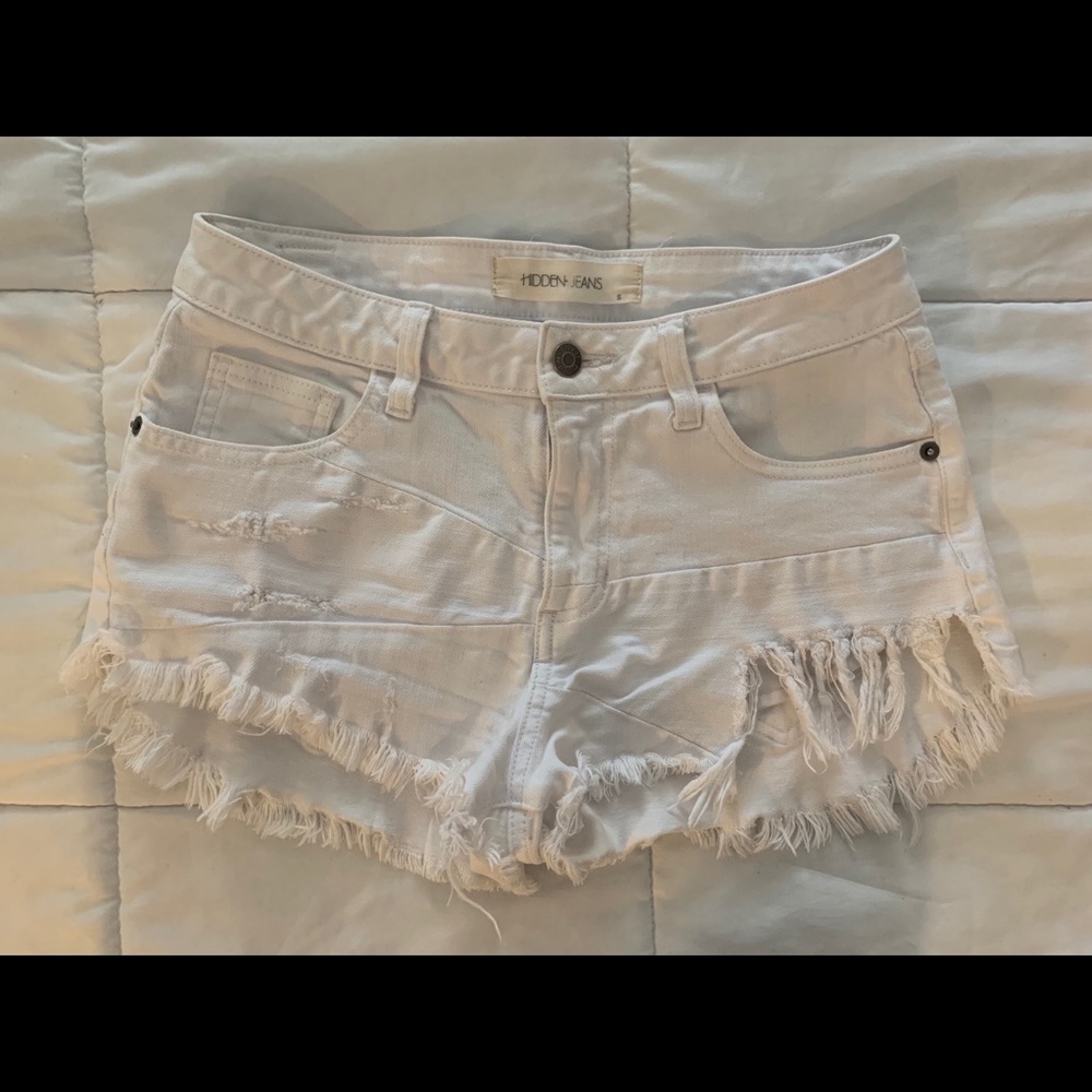 White Hidden Jeans Shorts